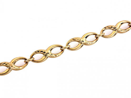 Złota bransoletka z łączonych nieskończoności