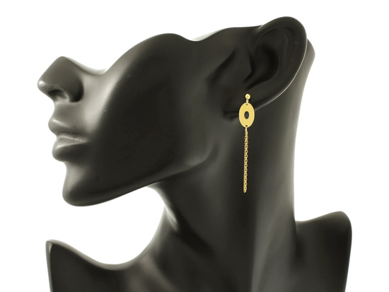 Kolczyki złote długie wiszące na sztyfcie