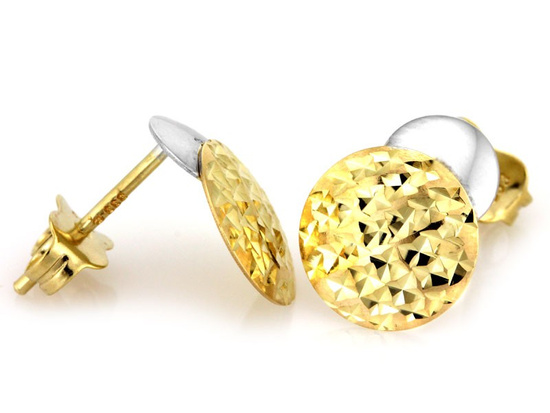 Dwukolorowe złote kolczyki okrągłe