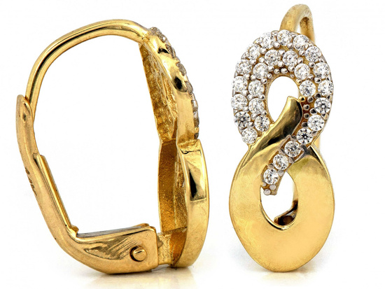 Kolczyki złote nieskończoność na angielskim zapięciu