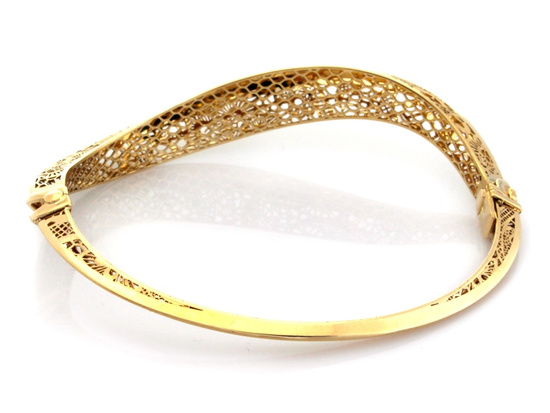 Złota bransoleta sztywna ażurowa oryginalna