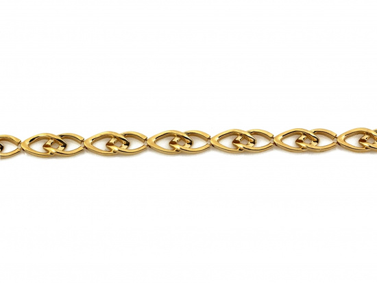 Złota bransoletka delikatna z przeplatanych ogniw