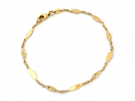 Złota bransoletka elementowa z podłużnymi elementami