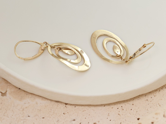 Kolczyki złote wiszące owalne ruchome