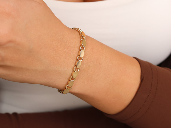 Bransoletka złota elementowa błyszcząca efektowna