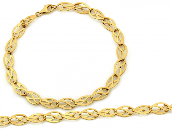 Bransoletka złota owalne ażurowe ogniwa