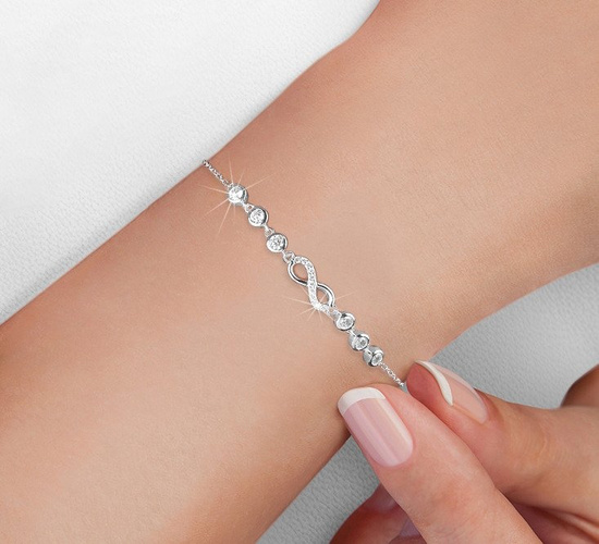 Bransoletka srebrna 925 z diamentowymi cyrkoniami - nieskończoność