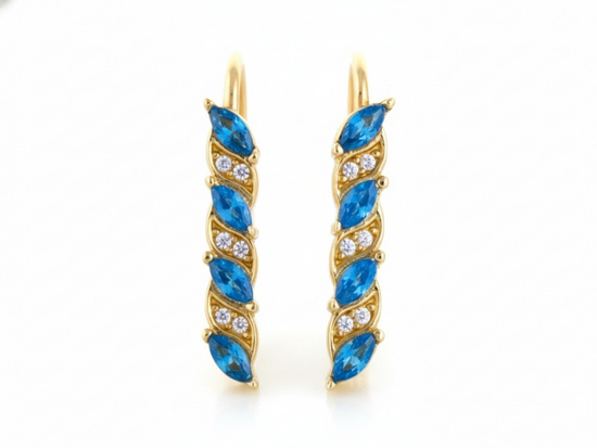 Złote kolczyki angielskie z cyrkoniami 