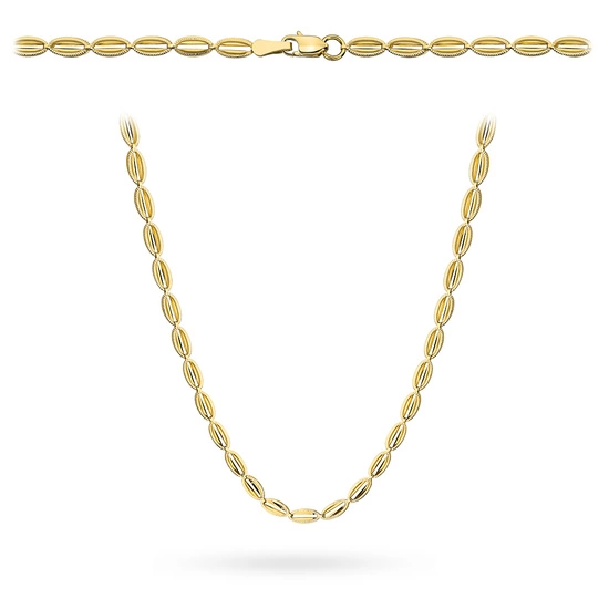 Złoty naszyjnik 585 z diamentowanymi owalami