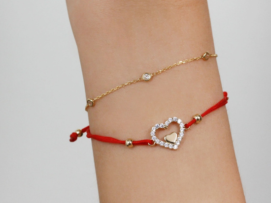 Złota bransoletka z cyrkoniami łańcuszkowa