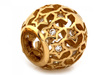 Złota ażurowa kulka charms do bransoletki nawlekana w gwiazdki
