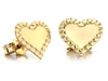 Kolczyki złote serca zdobione na sztyfcie
