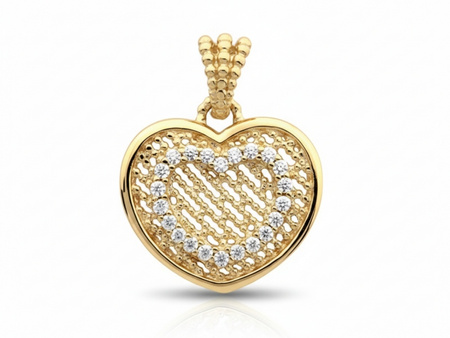 Zawieszka złota serce z cyrkoniami