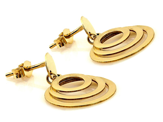 Kolczyki złote wiszące z trzech obręczy