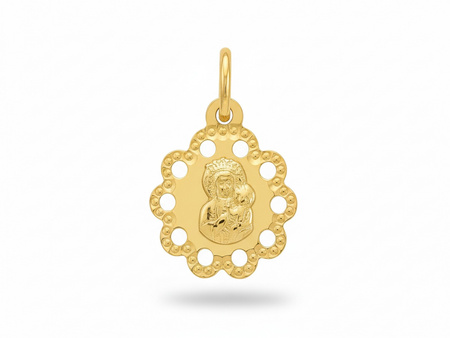 Malutki medalik złoty z Maryją w ażurowej oprawie