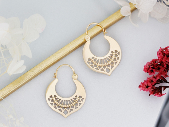 Kolczyki złote wycinane ponadczasowe dla mamy dla babci