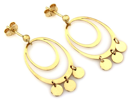 Kolczyki złote wiszące z ruchomymi elementami