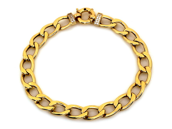 Bransoletka złota duże ogniwa zdobiona cyrkoniami