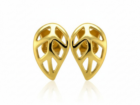 Złote kolczyki na sztyfcie listek