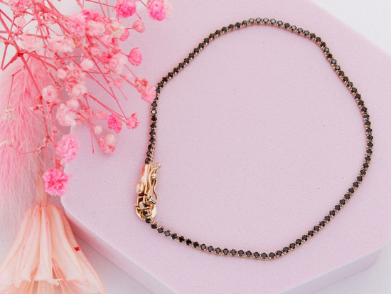 Bransoletka złota z czarnymi cyrkoniami