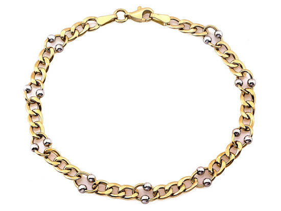 Złota bransoletka z błyszczących ogniw dwukolorowych