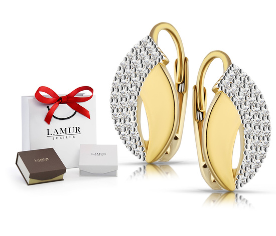 Złote kolczyki 585 z cyrkoniami - klasyczne