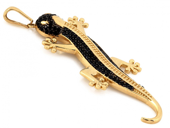 Duża złota zawieszka jaszczurka z czarnymi cyrkoniami