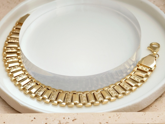Złota bransoleta szeroka efektowna z ruchomych elementów