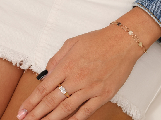 Bransoletka złota z dużych ogniw i okrągłych blaszek modna