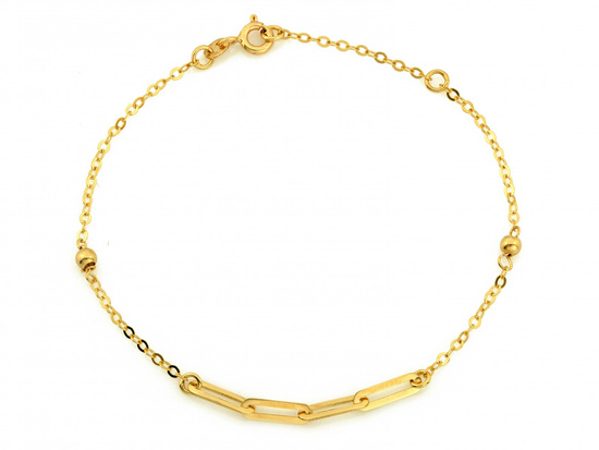 Bransoletka złota z kuleczkami wstawka z dużych ogniw