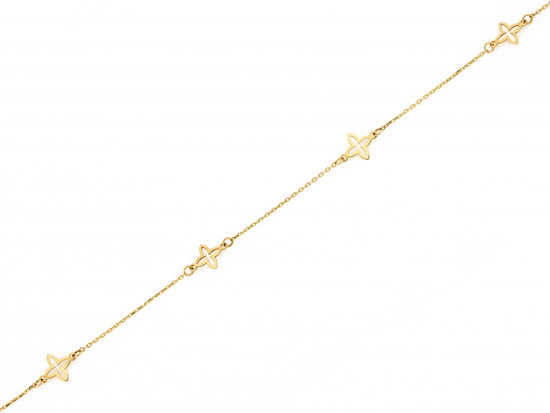 Bransoletka złota z kwiatkami delikatna łańcuszkowa