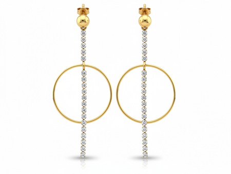 Kolczyki złote długie z cyrkoniami oryginalne modne