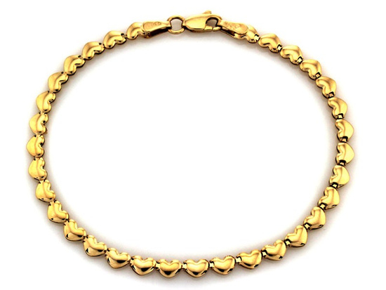 Złota bransoletka z małych łączonych serc