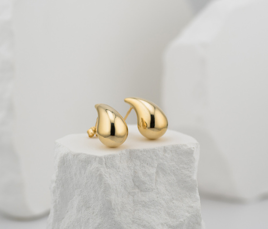 Złote kolczyki 375 nowoczesne duże krople, łezki