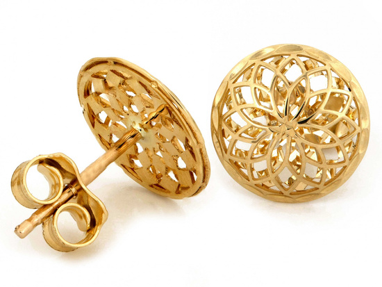 Kolczyki złote ażurowe kółko na sztyfcie