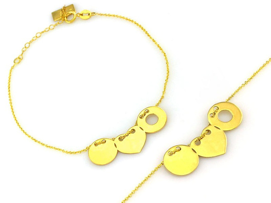 Bransoletka złota celebrytka kółko serce ring