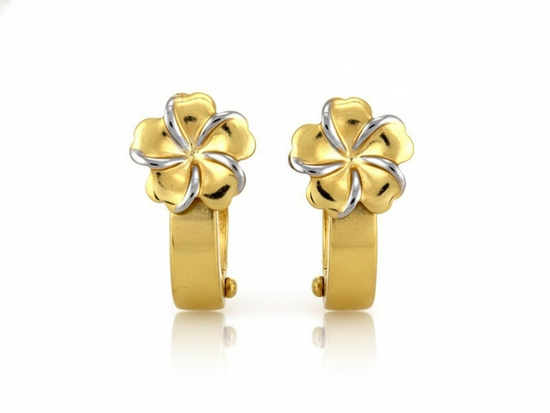 Kolczyki złote dla dziewczynki z dwukolorowym kwiatkiem