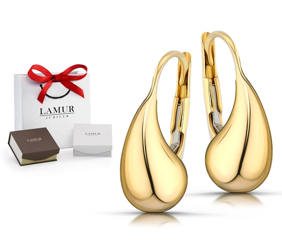 Złote kolczyki 375 nowoczesne duże krople, łezki