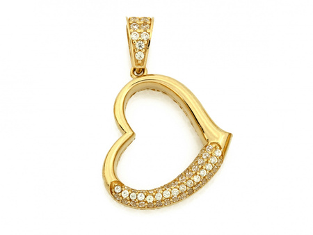 Zawieszka złota dmuchane serce zdobione cyrkoniami