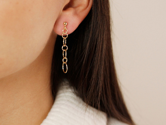Kolczyki złote długie wiszące z małych kółek