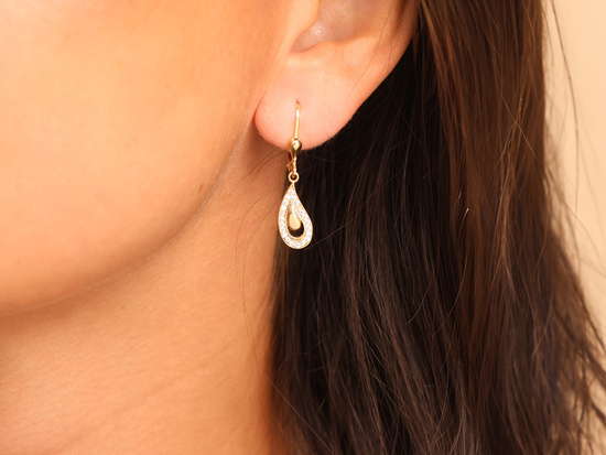 Kolczyki złote wiszące z cyrkoniami