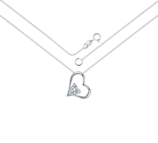 Naszyjnik srebrny 925 z naturalnym topazem - serce