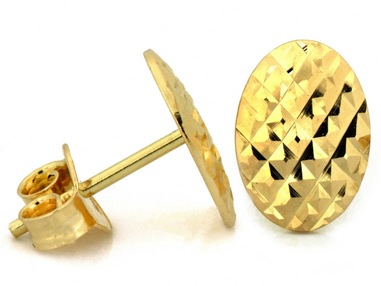 Owalne kolczyki złote sztyfty bez kamieni