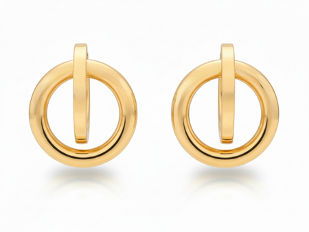 Kolczyki złote z dwóch kółek przeplecione
