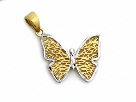 Złota zawieszka ażurowy motyl dwukolorowy