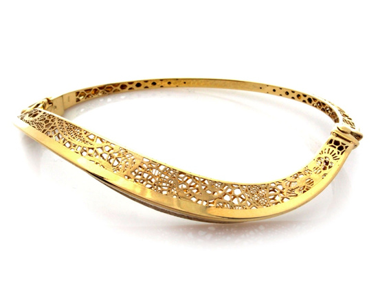 Złota bransoleta sztywna ażurowa oryginalna
