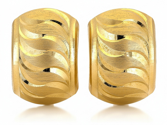 Kolczyki złote popularny wzór blaszki z satyną