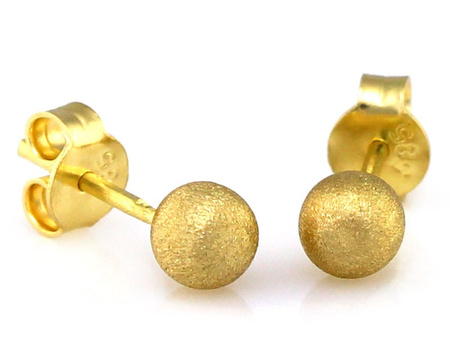 Złote kolczyki kulki satynowe
