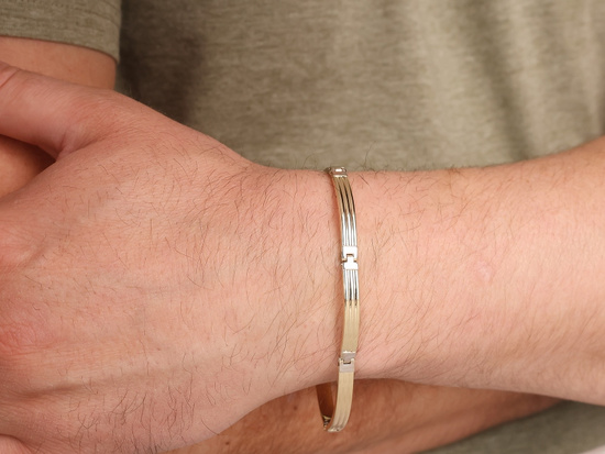 Złota bransoleta dwukolorowe elementy męska