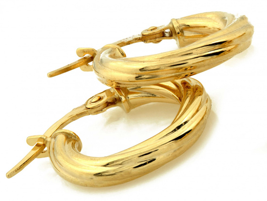 Kolczyki złote koła skręcone grube dmuchane 18mm